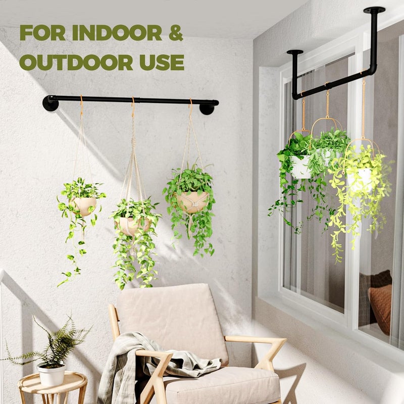 Galood 2Pc Hanging Planters for Indoor Plants Plant Hanger Indoor Hanging Plant Holder Black Metal Rod(Pot/Chain/Plant not Included - Image 5